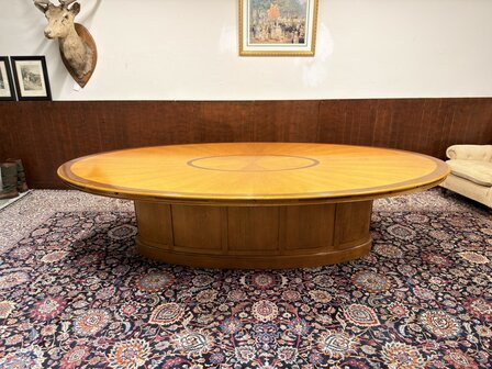 Klassiek-Oud-Antiek-Engels-Chesterfield-Globe-Wernicke-Art-Deco-Vergadertafel-Conferentietafel-Tafel