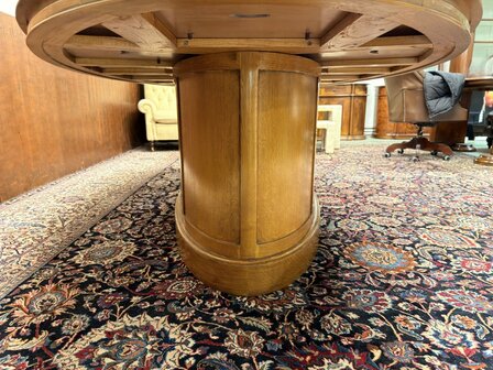 Klassiek-Oud-Antiek-Engels-Chesterfield-Globe-Wernicke-Art-Deco-Vergadertafel-Conferentietafel-Tafel