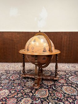 Grote-Klassiek-Oud-Antiek-Italiaans-Italiaanse-Globe-Wereld-bol-Barglobe-Drankglobe-van-Zoffoli
