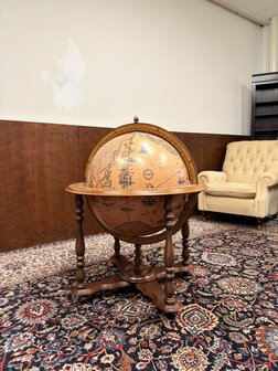 Grote-Klassiek-Oud-Antiek-Italiaans-Italiaanse-Globe-Wereld-bol-Barglobe-Drankglobe-van-Zoffoli