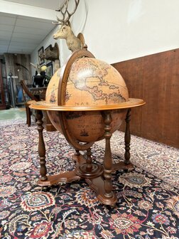 Grote-Klassiek-Oud-Antiek-Italiaans-Italiaanse-Globe-Wereld-bol-Barglobe-Drankglobe-van-Zoffoli