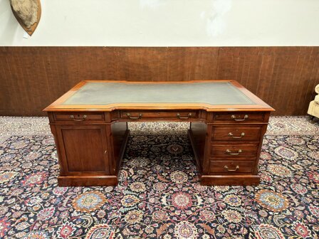 Klassiek-Oud-Engels-Antiek-Chesterfield-Mahoniehouten-Globe-Wernicke-Bureau-Desk-Partnerdesk