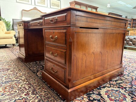 Klassiek-Oud-Engels-Antiek-Chesterfield-Mahoniehouten-Globe-Wernicke-Bureau-Desk-Partnerdesk