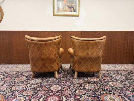 Klassiek-Engels-Oud-Antiek-Chesterfeld-Schaapslederen-Schaaps-Leder-Fauteuil-Aviator-Chair-Model