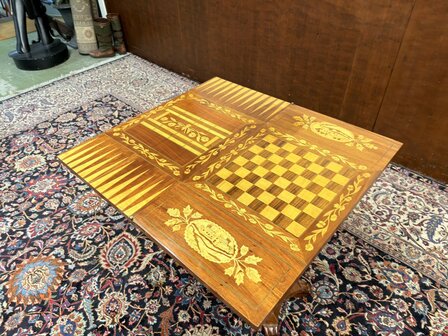Klassiek-Oud-Antiek-19e-eeuws-Nederlandse-Speeltafel-Game-Table