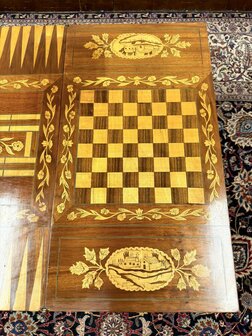 Klassiek-Oud-Antiek-19e-eeuws-Nederlandse-Speeltafel-Game-Table