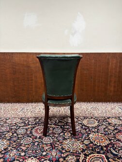 Klassiek-Antiek-Engels-Oud-Chesterfield-Mahonie-Bureaustoel-Stoel-met-Groen-Leder