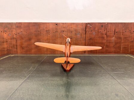 Klassiek-Engels-Antiek-Oud-Mahoniehouten-Modelvliegtuig-Schaalvliegtuid-Hawker-Hurricane