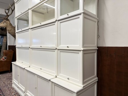 Klassiek-Engels-Antiek-Oud-Originele-Globe-Wernicke-Boekenkast-Wit