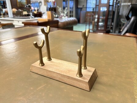 Antiek-klassiek-messing-vergroot-glas-loep-en-briefopener-op-houten-standaard-3