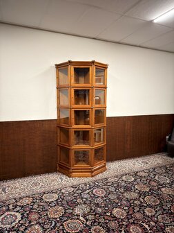 Klassiek-Engels-Antiek-Oud-Originele-Globe-Wernicke-Halfronde-Vitrinekast-Boekenkast