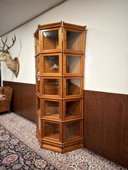 Klassiek-Engels-Antiek-Oud-Originele-Globe-Wernicke-Halfronde-Vitrinekast-Boekenkast