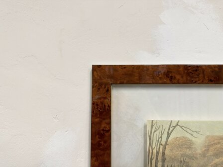 Klassiek-Oud-Antiek-Engels-Prent-Breaking-Cover-Wortelnotenhout-Lijst-1