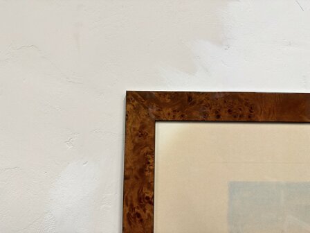 Klassiek-Oud-Antiek-Engels-Prent-Crossing-The-Ford-met-Wortelnotenhout-Lijst-1