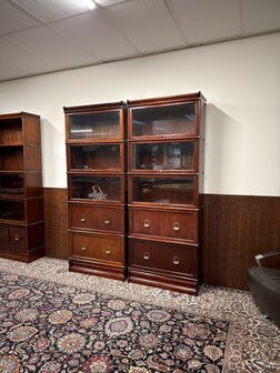 Klassiek-Engels-Antiek-Oud-Chesterfield-Originele-Globe-Wernicke-Boekenkast-Kast-Mahoniehout