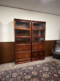 Klassiek-Engels-Antiek-Oud-Chesterfield-Originele-Globe-Wernicke-Boekenkast-Kast-Mahoniehout