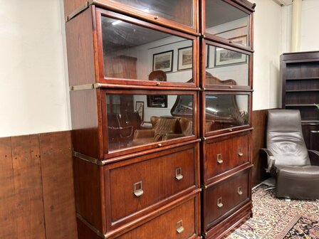 Klassiek-Engels-Antiek-Oud-Chesterfield-Originele-Globe-Wernicke-Boekenkast-Kast-Mahoniehout