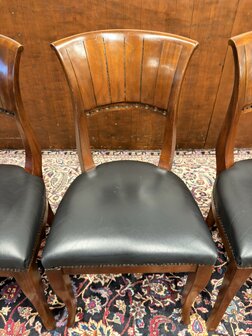 Klassiek-Engels-Antiek-Oud-Chesterfield-Set-Stoelen-Eetkamerstoelen-Stoel