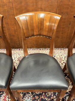 Klassiek-Engels-Antiek-Oud-Chesterfield-Set-Stoelen-Eetkamerstoelen-Stoel