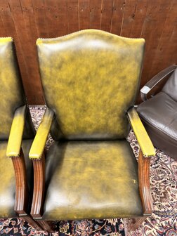 Klassiek-Engels-Antiek-Oud-Chesterfield-Set-Stoelen-Eetkamerstoelen-Stoel