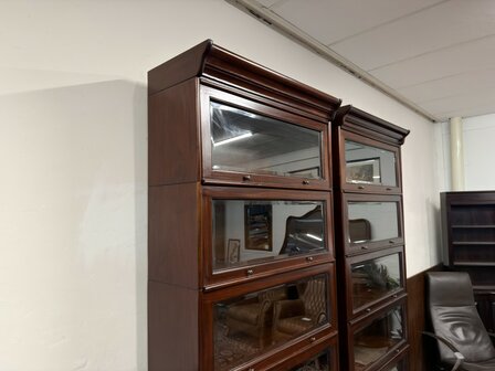 Klassiek-Oud-Antiek-Engels-Chesterfield-Mahonie-Globe-Wernicke-Boekenkast-Kast-Bibliotheekkast