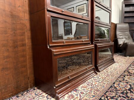 Klassiek-Oud-Antiek-Engels-Chesterfield-Mahonie-Globe-Wernicke-Boekenkast-Kast-Bibliotheekkast