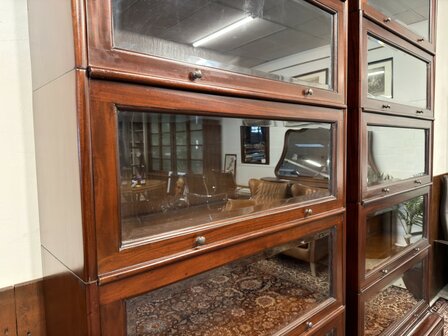 Klassiek-Oud-Antiek-Engels-Chesterfield-Mahonie-Globe-Wernicke-Boekenkast-Kast-Bibliotheekkast