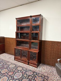 Klassiek-Engels-Antiek-Oud-Chesterfield-Mahonie-Globe-Wernicke-Boekenkast-Kast