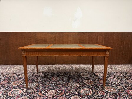 Klassiek-Antiek-Oud-Engels-Chesterfield-Schrijftafel-Bureau-Desk-met-Groen-Leder-Ingelegd-1