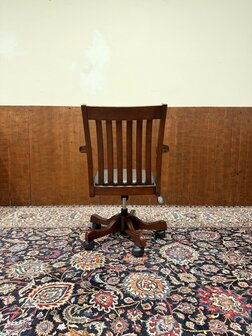 Klassiek-Engels-Antiek-Oud-Bureaustoel-President-Chair