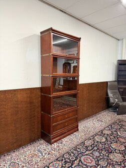 Klassiek-Oud-Antiek-Engels-Chesterfield-Originele-Globe-Wernicke-Boekenkast-Vitrinekast-Kast-3