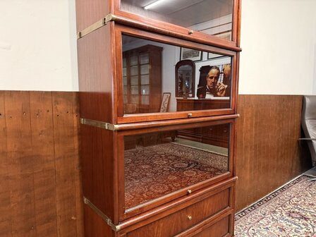 Klassiek-Oud-Antiek-Engels-Chesterfield-Originele-Globe-Wernicke-Boekenkast-Vitrinekast-Kast-7