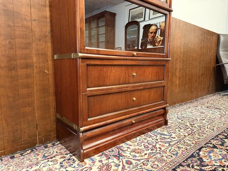 Klassiek-Oud-Antiek-Engels-Chesterfield-Originele-Globe-Wernicke-Boekenkast-Vitrinekast-Kast-14