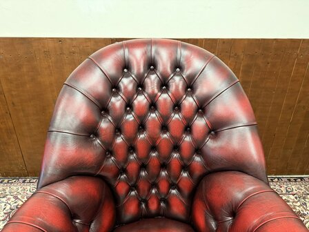 Klassiek-Engels-Oud-Antiek-Chesterfield-Vintage-Springvale-Bureaustoel-Director-Chair-Oxblood-Leder