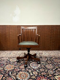 Klassiek-Antiek-Oud-Chesterfield-Engels-Vintage-Bureaustoel-Stoel-President-Chair
