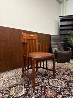 Klassiek-Antiek-Oud-Chesterfield-Engels-Vintage-Globe-Wernicke-Art-Deco-Bureaustoel-Stoel