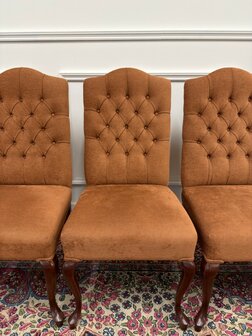 Set-Klassiek-Antiek-Oud-Engels-Chesterfield-Vintage-Set-Stoelen-Eetkamerstoelen