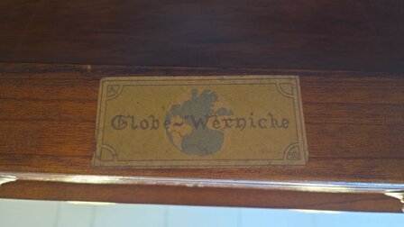 Klassiek-Antiek-Oud-Engels-Chesterfield-Vintage-Origineel-Globe-Wernicke-Bureau-Desk-Mahoniehout-Groen-Leder