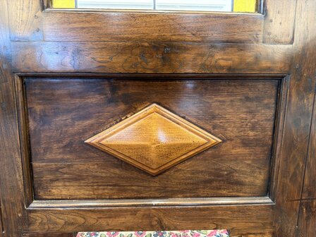 Klassiek-Engels-Oud-Antiek-Vintage-Chesterfield-Mahonie-Kamerscherm-Room-Divider-Glas-In-Lood