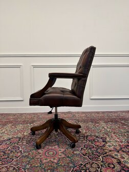 Klassiek-Engels-Oud-Antiek-Vintage-Chesterfield-Bureaustoel-President-Chair-Oxblood-Leder