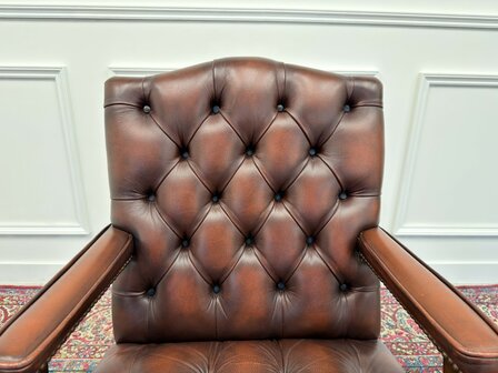 Klassiek-Engels-Oud-Antiek-Vintage-Chesterfield-Bureaustoel-President-Chair-Oxblood-Leder