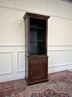 Klassiek-Engels-Oud-Antiek-Vintage-Chesterfield-Mahonie-Boekenkast-Kast