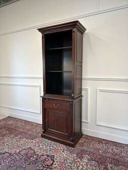 Klassiek-Engels-Oud-Antiek-Vintage-Chesterfield-Mahonie-Boekenkast-Kast