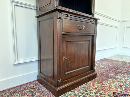 Klassiek-Engels-Oud-Antiek-Vintage-Chesterfield-Mahonie-Boekenkast-Kast