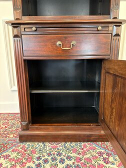 Klassiek-Engels-Oud-Antiek-Vintage-Chesterfield-Mahonie-Boekenkast-Kast