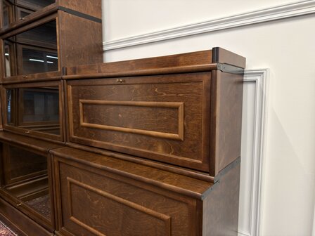 Klassiek-Engels-Oud-Antiek-Vintage-Chesterfield-Globe-Wernicke-Stijl-Boekenkast-Hoekkast-Bibliotheekkast