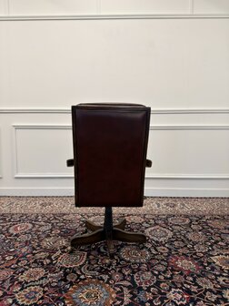 Klassiek-Engels-Antiek-Oud-Chesterfield-Vintage-Bureaustoel-President-Chair-Bordeaux-Leder