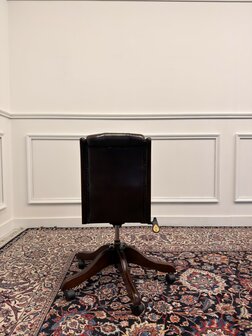 Klassiek-Engels-Antiek-Oud-Chesterfield-Vintage-Bureaustoel-President-Chair-Bruin-Leder