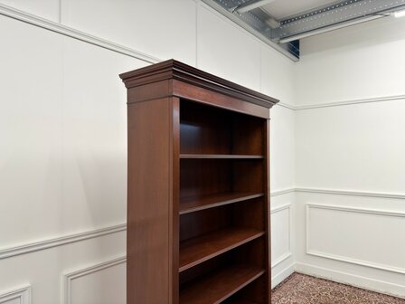 Klassiek-Engels-Antiek-Oud-Vintage-Open-Boekenkast-Kast