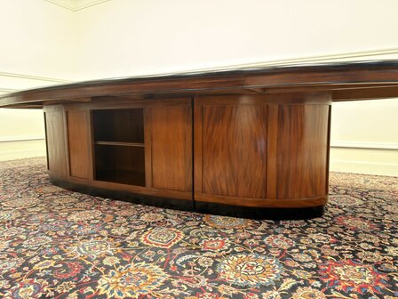 Klassiek-Engels-Antiek-Oud-Vintage-Chesterfield-Grote-Art-Deco-Vergadertafel-Tafel